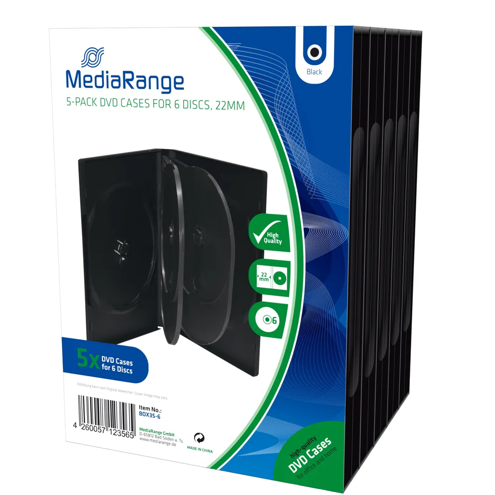 MEDIARANGE Retail pack 6er-DVD-Box | box35-6 | DVD Jewel Case - Kapazität: 6 CD/DVD (Packung mit 5)