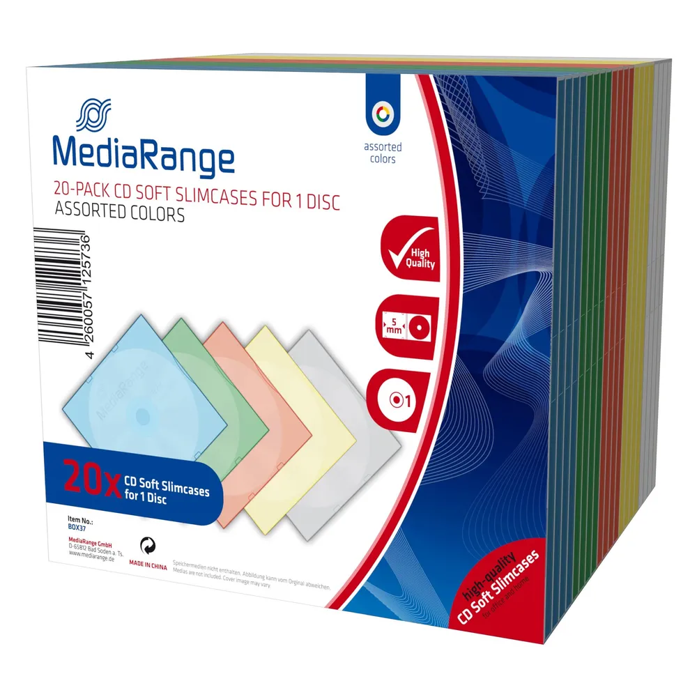 MediaRange CD / DVD Retail Pack 20er Slimcase Color