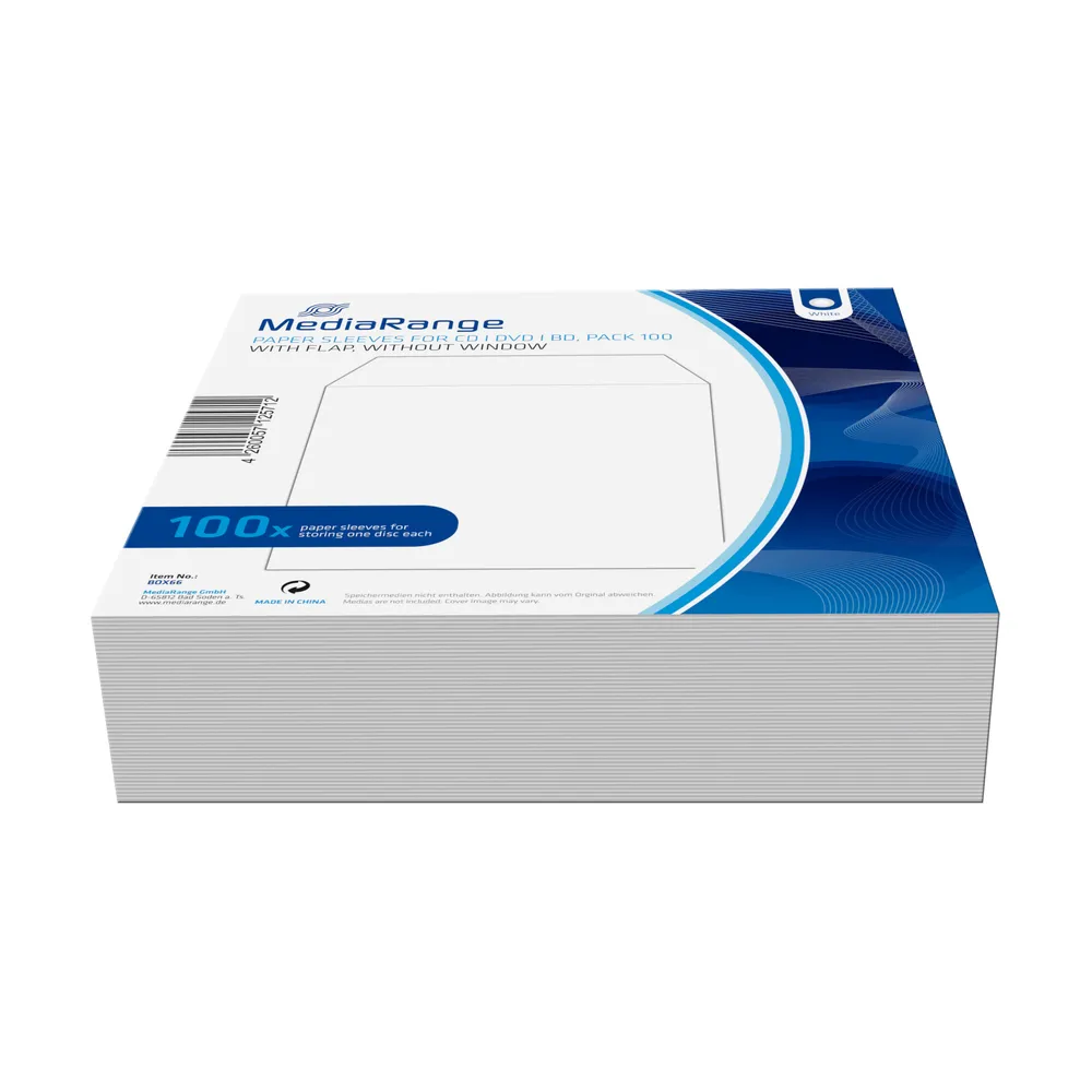 MEDIARANGE CD-/DVD-Hülle | box66 | Kapazität: 1 CD/DVD - weiß (Packung mit 100)