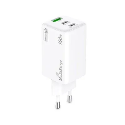 Ladegerät Mediarange MRMA123 100W 2x USB-C 1x USB-A Schnellladung Weiß