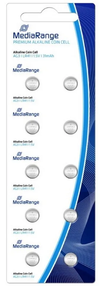 Mediarange 10 AG3 / V 392 / LR41 Alkaline Knopfzelle Batterien im 10er Blister Knopfzelle