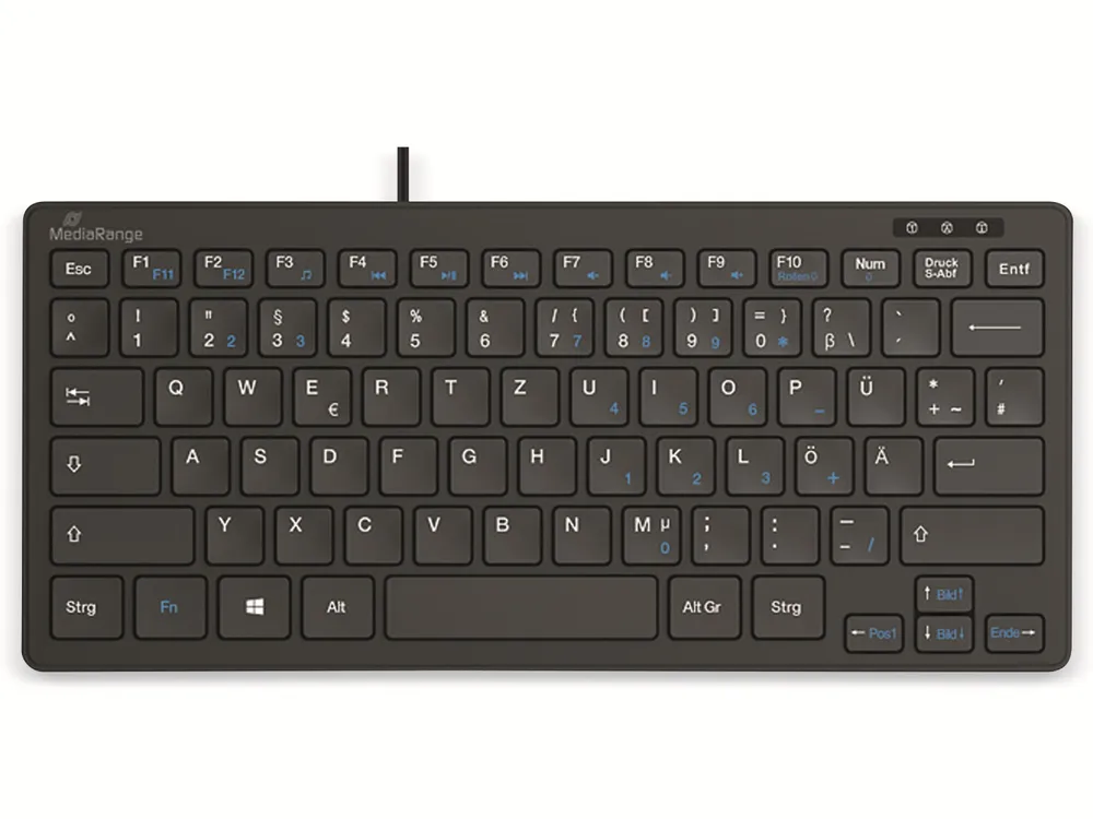 MEDIARANGE Kompakt-Tastatur MROS112, Flache Tasten, QWERTZ, schwarz
