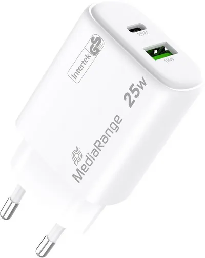 Mediarange Mediarange Ladegerät Power Adapter 25 Watt GaN 1x USB-A + 1x USB-C USB-Ladegerät