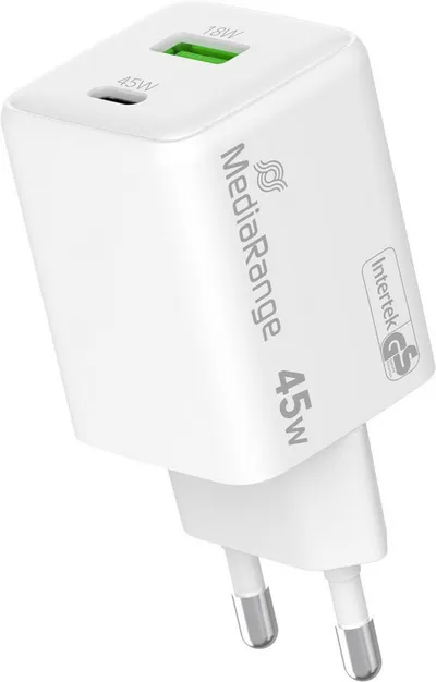 Mediarange Mediarange Ladegerät Power Adapter 45 Watt GaN 1x USB-A + 1x USB-C USB-Ladegerät