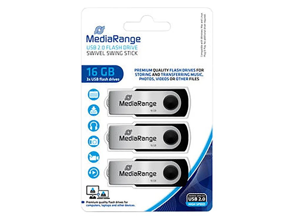 MEDIARANGE USB-Stick MR910-3 USB 2.0, 16GB 3er Pack