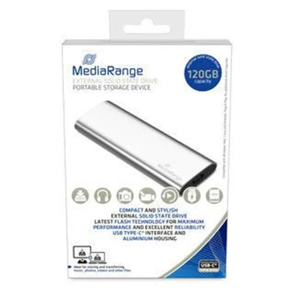 MediaRange MR1100 Externes Solid State Drive 120 GB USB Typ-C 3.2 Gen 2 (3.1 Gen 2) Silber