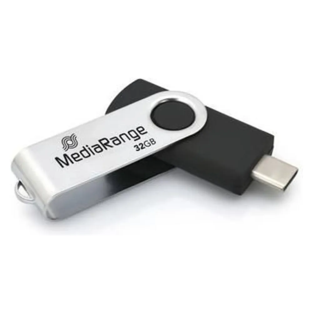 USB-Flashlaufwerk MediaRange MR1952 32GB USB Type-C 3.2 Gen 1 Schwarz Silber