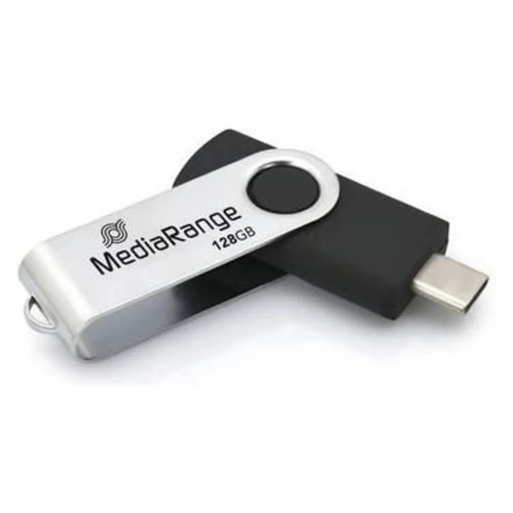 USB-Stick MediaRange MR1954 128GB USB Typ-C 3.2 Gen1 Schwarz Silber