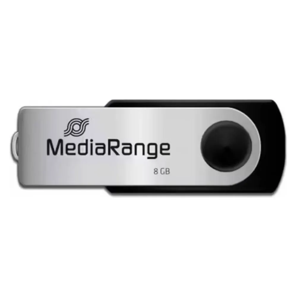 USB-Stick MediaRange MR908 8GB USB 2.0 drehbar schwarz silber