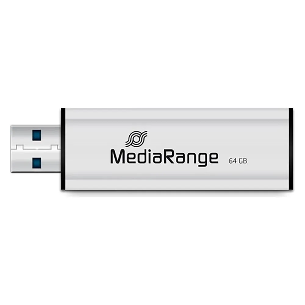 USB-Stick MediaRange MR917 64 GB USB 3.2 Gen 1 Schiebemechanismus Schwarz Silber