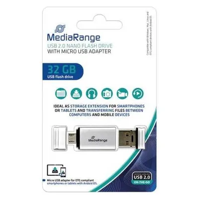 MediaRange USB Nano-Speicherstick mit Micro USB-Adapter (32 GB, Micro USB-A, USB-A)