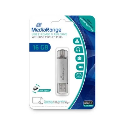 USB-Stick MediaRange MR935 16 GB USB Type-A und Type-C Silber