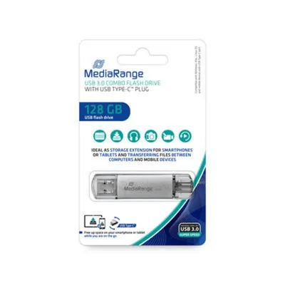USB-Stick MediaRange MR938 128 GB USB Type-A und Type-C Silber