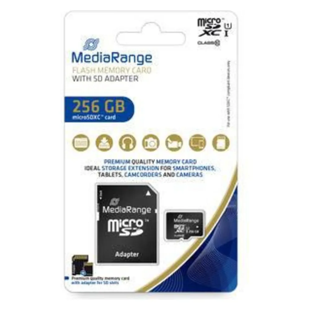 MicroSDXC MediaRange MR946 256 GB UHS-I Class 10 80 MB/s Schwarz