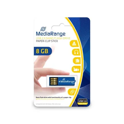 USB-Stick MediaRange MR975 8GB USB 2.0 blau ohne Kappe