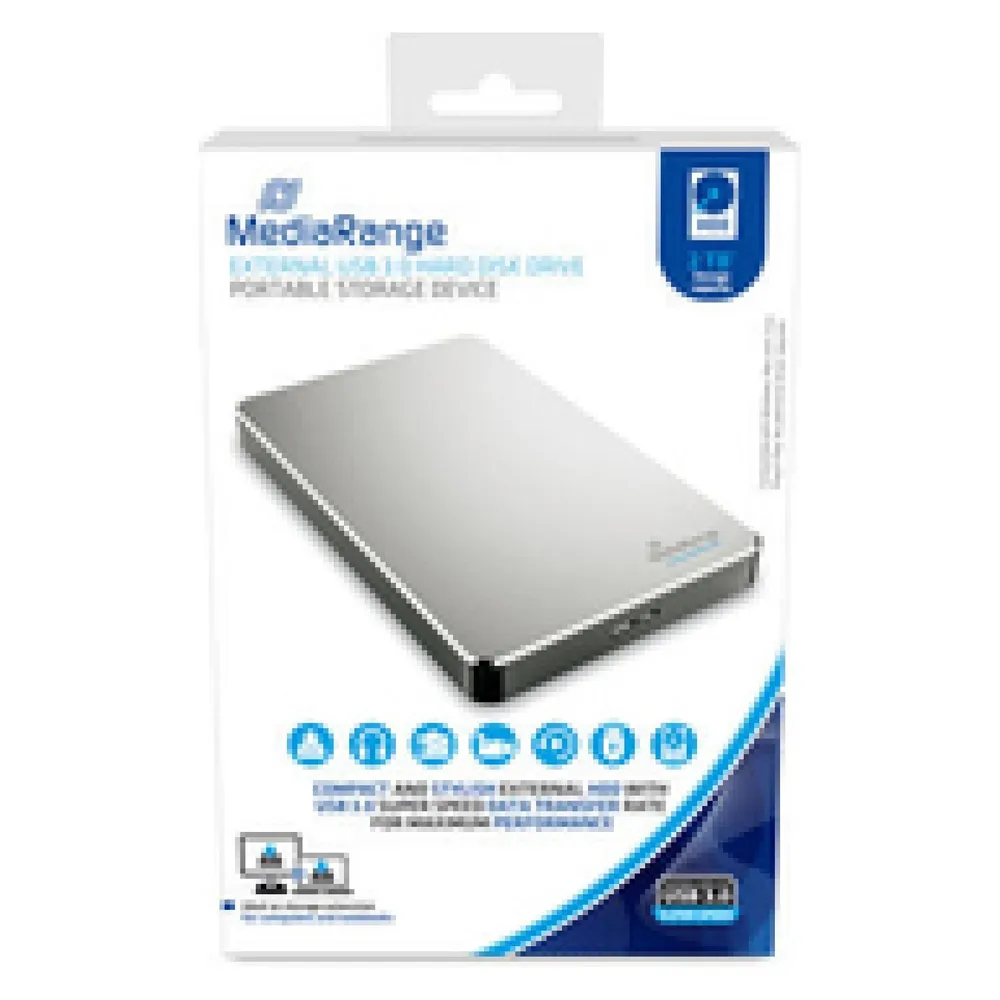 Festplatte MediaRange MR997 2TB 2.5" USB 3.2 Gen 1 5400rpm Silber