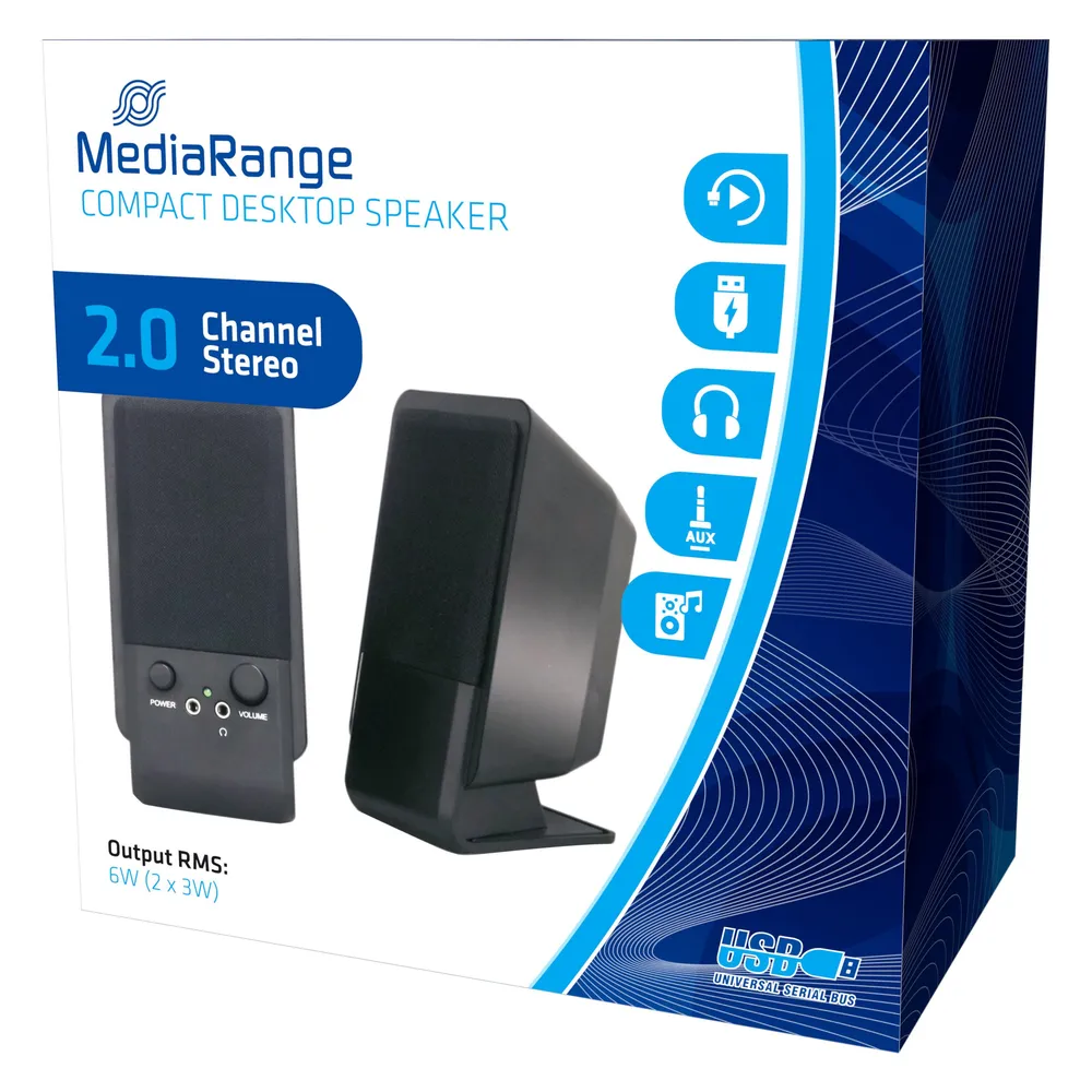 Altavoces MediaRange 2.0 kabelgebunden USB 6W mit Aux-Eingang