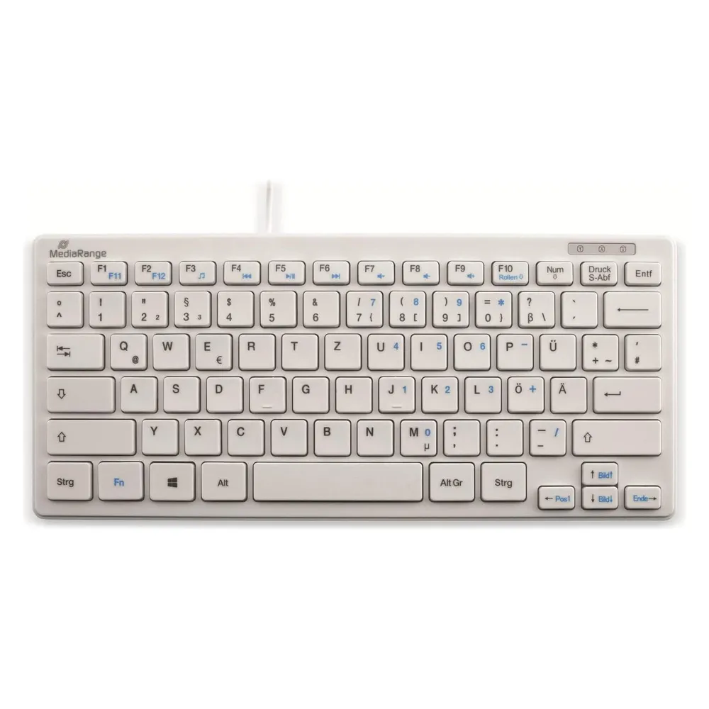 Tastatur MediaRange MROS113 Mini kabelgebunden USB QWERTZ Weiß kompakt