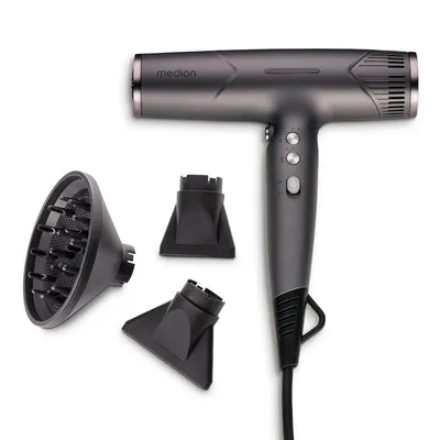 Ionen Föhn Medion LIFE HD2 MD19984 1740W 3 Temperaturstufen 3 Geschwindigkeiten Diffusor Grau