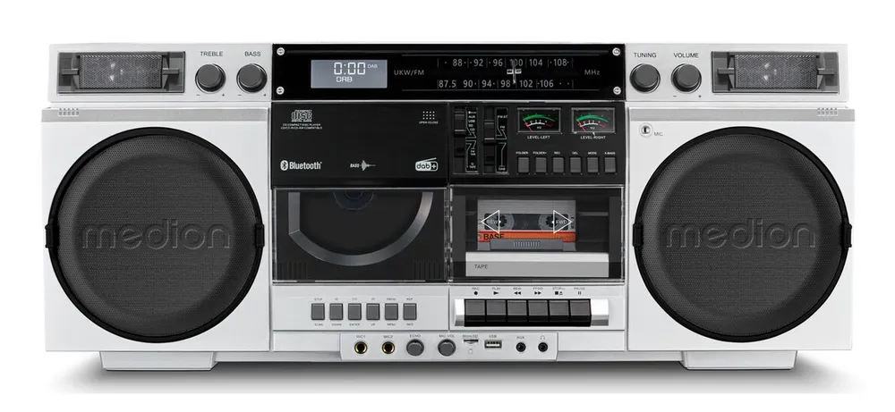 LIFE P66538 (MD44538) Retro-Boombox silber