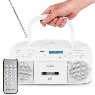 MD400003 LIFE DRX-1 weiß Radiorekorder mit CD-Spieler und Kassettendeck