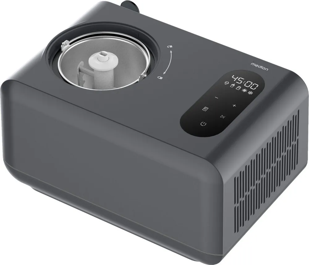 Medion® Eismaschine MD 100087, 1,5 l, 150 W, Mixen, Eis, Joghurt oder Slush zubereiten, Eis nachkühlen