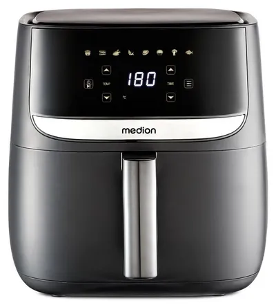 Medion® Heißluftfritteuse MD 10532, 1700 W, Temperatur bis 200 °C, ölfreies Frittieren, digitales Bedienfeld