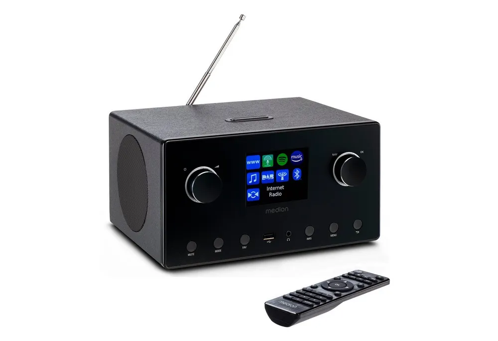 Medion® Internetradio MEDION® LIFE® P85444 (MD89295) Radio (Amazon Music, MW/UKW, DAB+, Spotify, WiFi, AM/FM, 30 W, DAB+ UKW Radio, WLAN, Bluetooth, 8,1 cm (3,2) TFT-Farbdisplay)