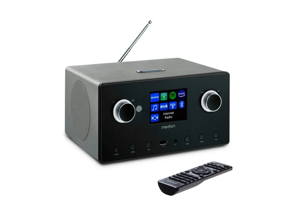 Medion® Internetradio MEDION® LIFE® P85444 (MD89295) Radio (AM/FM, Amazon Music, MW/UKW, Spotify, WiFi, DAB+, 30 W, DAB+ UKW Radio, WLAN, Bluetooth, 8,1 cm (3,2) TFT-Farbdisplay)