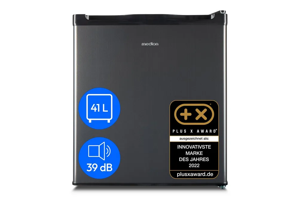 Medion® Kühlschrank MD37724, 51 cm hoch, 44 cm breit, 41 Liter, Türanschlag wechselbar, manuelle Temperatureinstellung