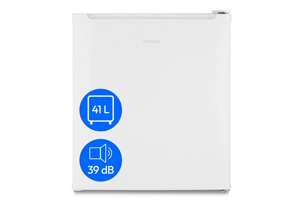 Medion® Kühlschrank MD37724, 51 cm hoch, 44 cm breit, 41 Liter, Türanschlag wechselbar, manuelle Temperatureinstellung