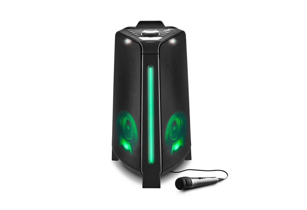 Medion® LIFE® P61552 (MD43552) Party-Lautsprecher (A2DP Bluetooth, Bluetooth, AVRCP Bluetooth, 44 W, inkl. Mikrofon, Karaoke, Akku, Bluetooth, TWS, Lichteffekte, USB, AUX)