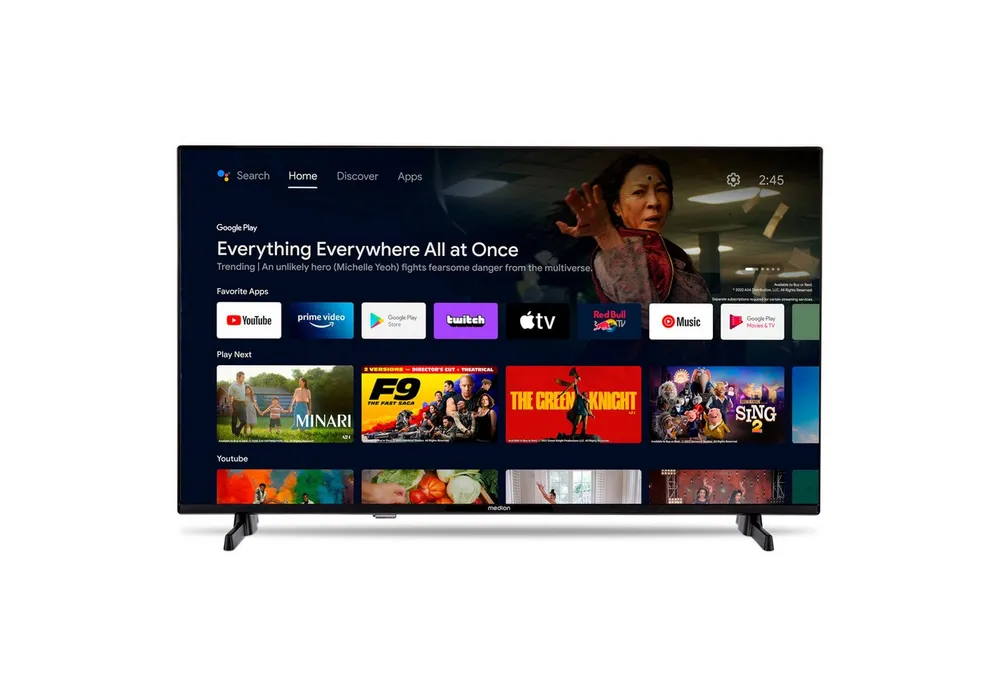 Medion® MD843100 LCD-LED Fernseher (108 cm/43 Zoll, 1080p Full HD, Smart-TV, HDR10, DTS HD, Virtual X, Playstore, Netflix, HBO Max, Prime Video)