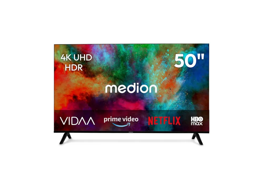 Medion® MD850201 LCD-LED Fernseher (125.7 cm/50 Zoll, 4K Ultra HD, Smart-TV, Netflix, HBO Max, Prime Video, Disney+, Magenta TV, AppleTV, WOW)