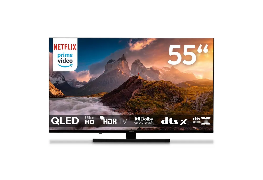 Medion® MD855700 QLED-Fernseher (138.8 cm/55 Zoll, 4K Ultra HD, Dolby Vision, Dolby Atmos, Appstore, Netflix, HBO Max, Prime Video)