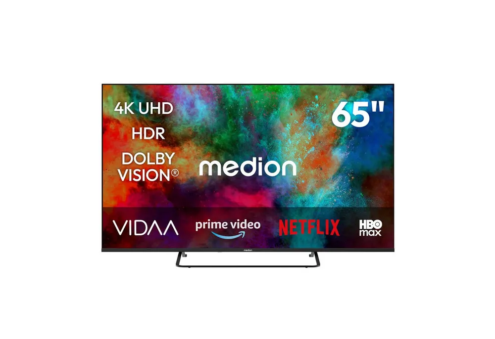 Medion® MD865302 LCD-LED Fernseher (163.9 cm/65 Zoll, 4K Ultra HD, Smart-TV, Dolby Vision, Dolby Atmos, Netflix, HBO Max, Prime Video, Disney+, WOW)