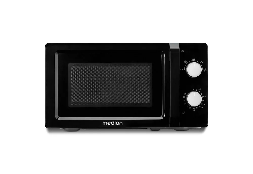 Medion® Mikrowelle MD11475, Mikrowelle, 20 l, Timerfunktion, Metallgehäuse, Innenbeleuchtung, klein