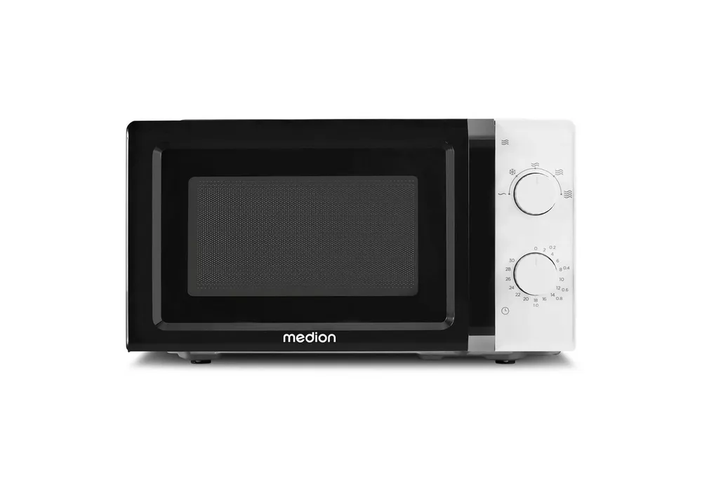 Medion® Mikrowelle MD11475, Netzkabel, 20 l, 5 Mikrowellenstufen, Auftaufunktion, Timerfunktion, kompakt