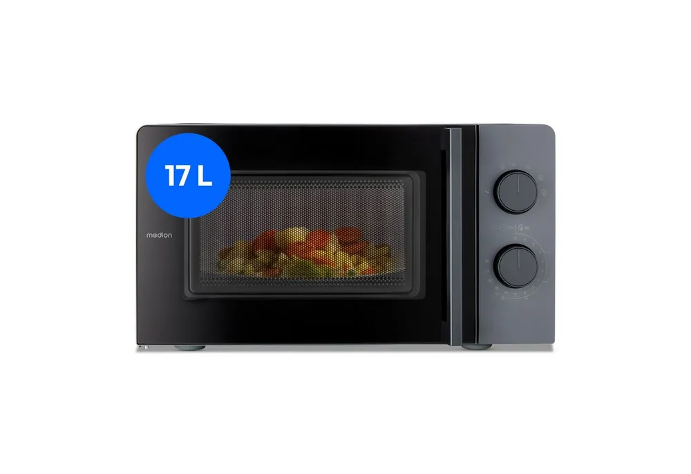 Medion® Mikrowelle MD12211, Netzkabel, 17 l, 5 Mikrowellenstufen, Auftaufunktion, Timerfunktion, kompakt