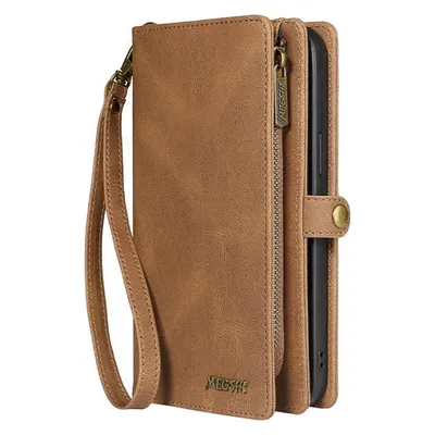 Megshi iPhone 15 Plus - 2-1 Brieftaschen Hülle braun