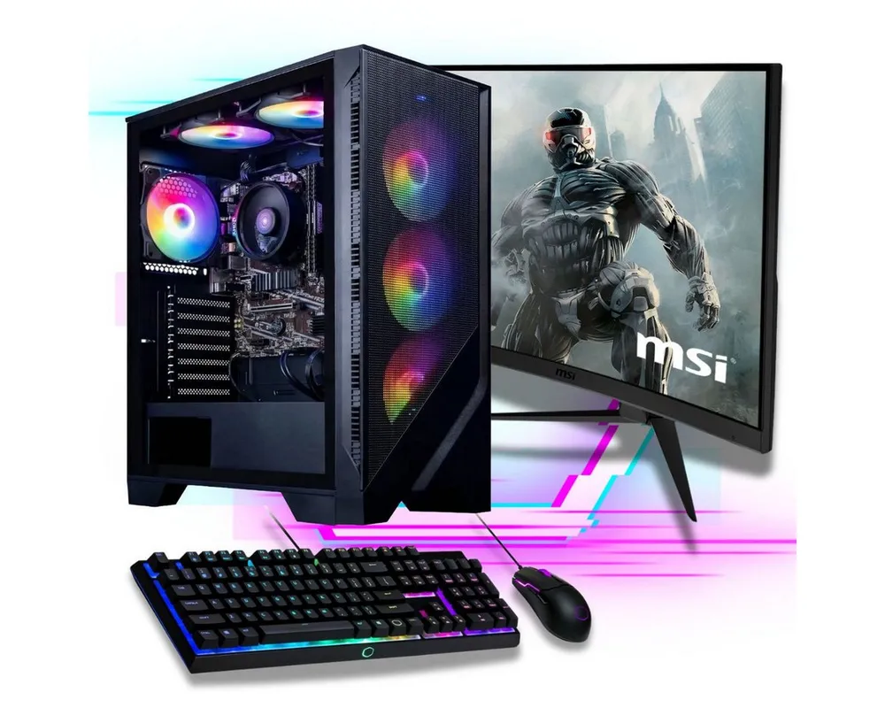 Meinpc AMD Ryzen 7 mit 32GB Ram Set Gaming-PC-Komplettsystem (27", AMD Ryzen 7 5700G, Radeon, 32 GB RAM, 500 GB SSD, Gamer, Gaming, RGB)