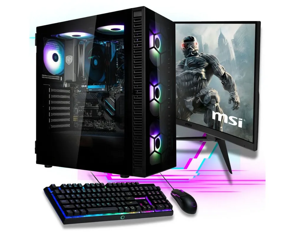Meinpc AMD Ryzen 7 Set Gaming-PC-Komplettsystem (27", AMD Ryzen 7 5700G, Radeon, 32 GB RAM, 500 GB SSD, Gaming, Gamer, RGB)