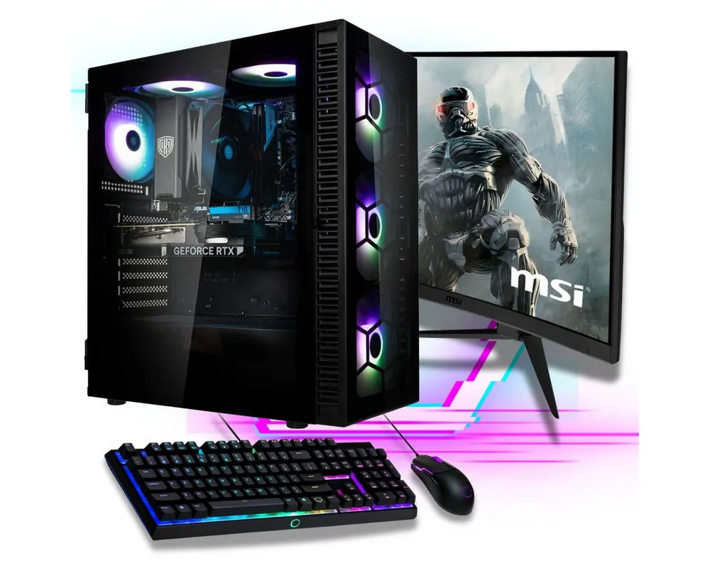 Meinpc Set mit Ryzen 9 und RTX 5060 Gaming-PC-Komplettsystem (27", AMD Ryzen 9 5950X, RTX 5060, 16 GB RAM, 1000 GB SSD, Gaming, Gamer, Winidows 11 Pro, RGB)