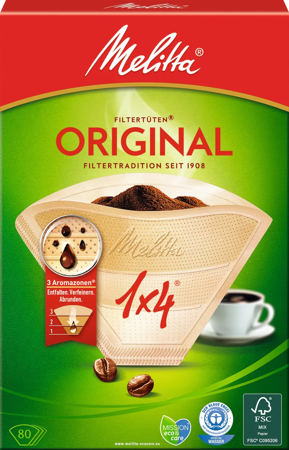 1x4/80 naturbraun Filtertüten