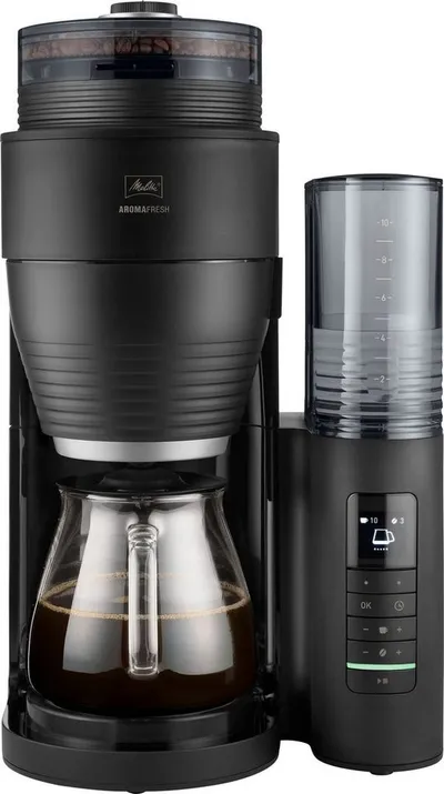Melitta Kaffeemaschine mit Mahlwerk 1030-02, 1,25l Kaffeekanne, Papierfilter 1x4