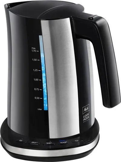 Melitta Wasserkocher Look Aqua Deluxe 1026-04, 1,7 l, 2400 W, Dreistufig einstellbare Temperatur (80°/95°/100)