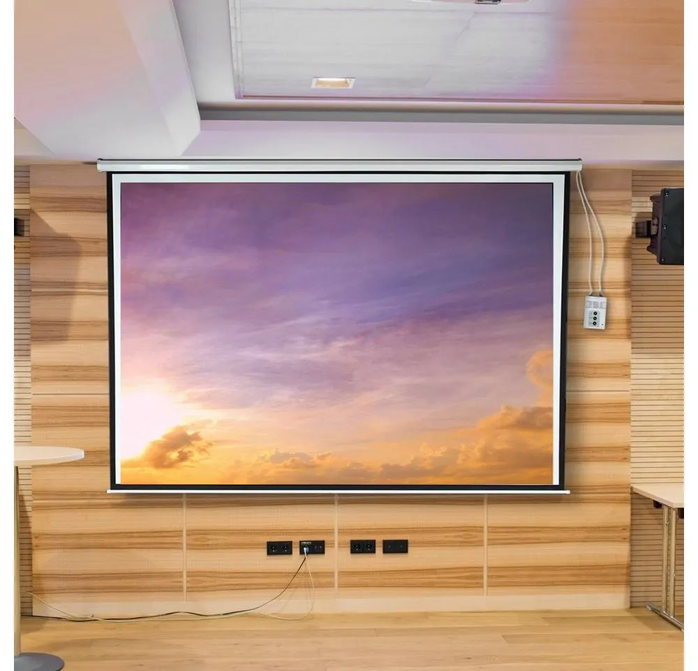 Melko Projektionsleinwand 300X229 Beamerleinwand HDTV Motor inkl. FFB Rolloleinwand (Motor ist sehr leise)