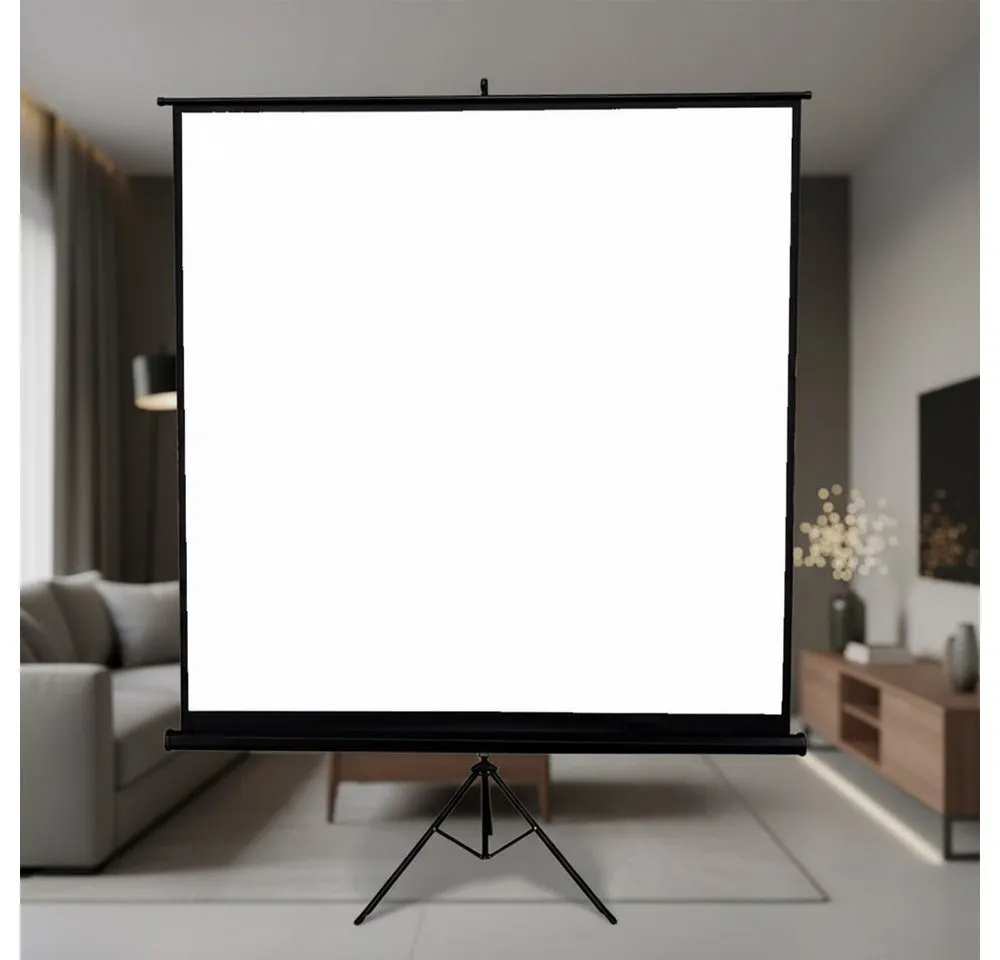Melko Stativleinwand Mobile Beamer 203x203CM Heimkino 1:1, 16:9 & 4:3 Stativleinwand (3-Schicht Gewebetuch)