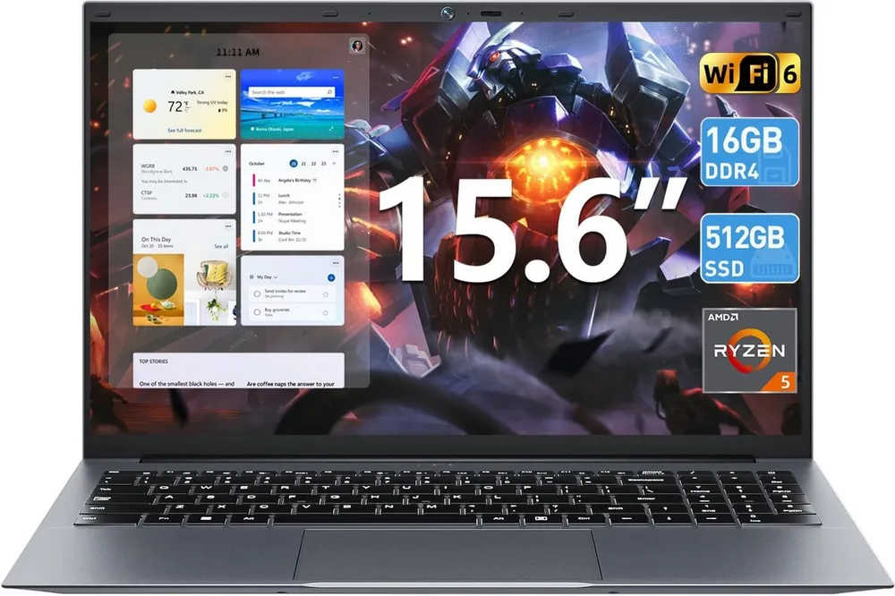 MENGHU 15,6" Schlankes Laptop 16GB Arbeitsspeicher 512GB SSD 3,7 Ghz HDMI Notebook (AMD Ryzen 5 3500U, 16 GB, 512 GB SSD)