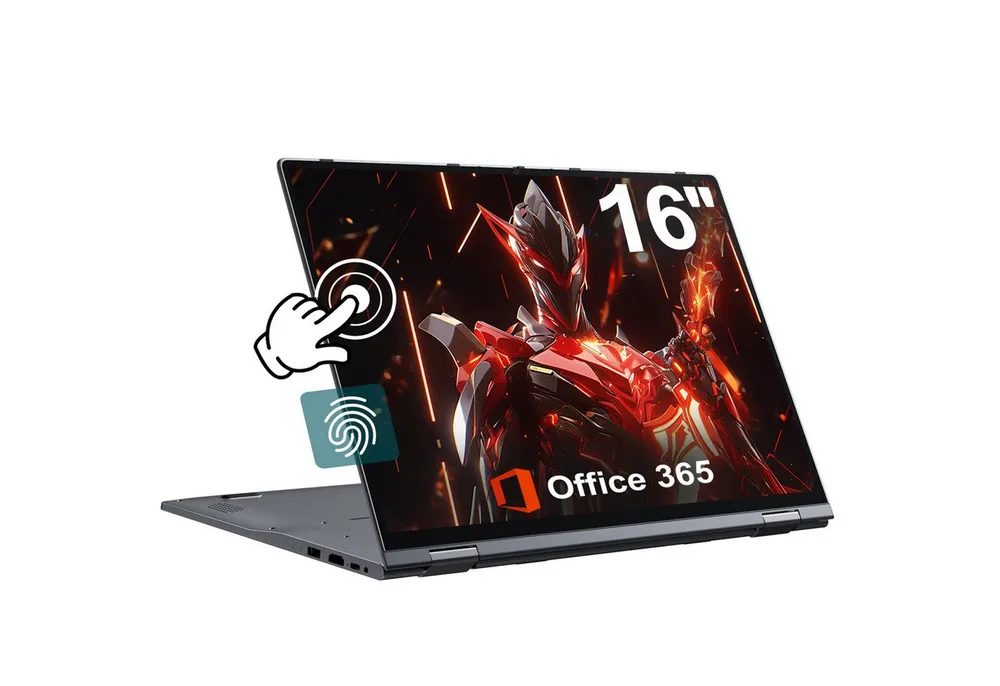 MENGHU 16 Zoll Touch-Laptop 16GB RAM Beleuchtete DE-Tastatur Fingerabdruck Notebook (Intel® Celeron® N5095, Intel UHD Graphics, 16 GB, 640 GB SSD, 4-core CPU)